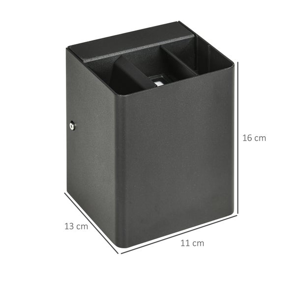 Outsunny Wandleuchte, Außenleuchte mit 3000K Warmweißes Licht, Verstellbarem Leuchtwinkel, IP65 Wasserdichte, 11L x 13B x 16H cm, Alu, Schwarz