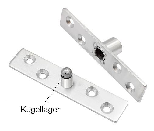 Set aus zwei Edelstahl Zapfenbändern mit integriertem Kugellager für Drehtüren