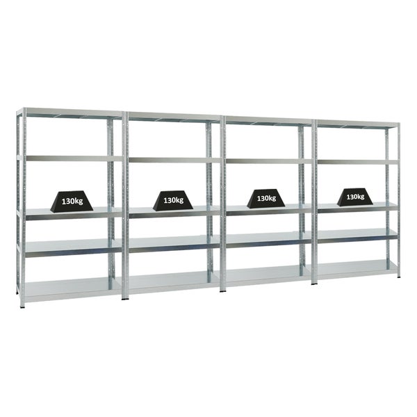 PROREGAL Mega Deal 4x Schwerlastregal Steel Eagle HxBxT 180 x 100 x 40 cm Fachlast 130 kg Verzinkt