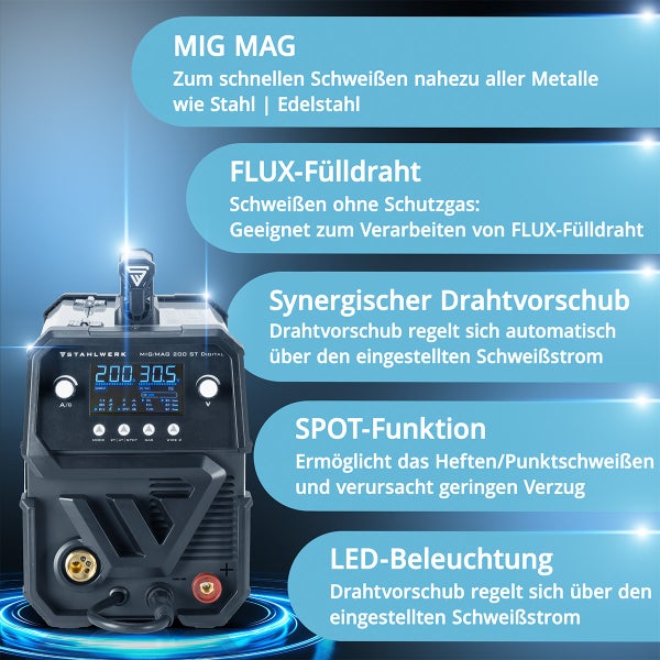 STAHLWERK Schweißgerät MIG MAG 200 ST Digital IGBT Schutzgas mit 200 A #1