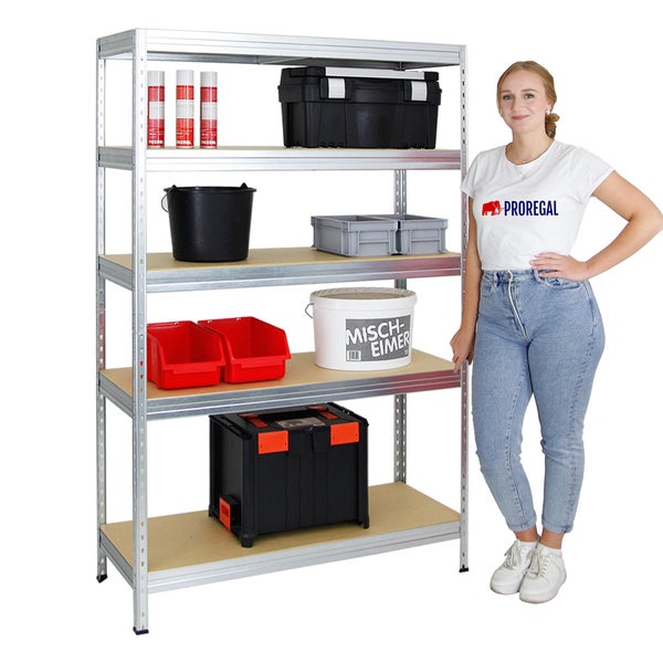 PROREGAL Schwerlastregal Rivet HxBxT 180 x 120 x 45 cm Fachlast 250 kg Innovatives Stecksystem Verzinkt
