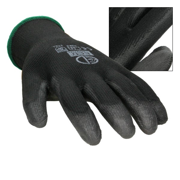 ECD Germany 72 Paar Arbeitshandschuhe mit PU-Beschichtung, Größe 11-XXL, Schwarz, atmungsaktiv, rutschfest, robust, Mechanikerhandschuhe Montagehandschuhe Schutzhandschuhe Gartenhandschuhe Handschuhe