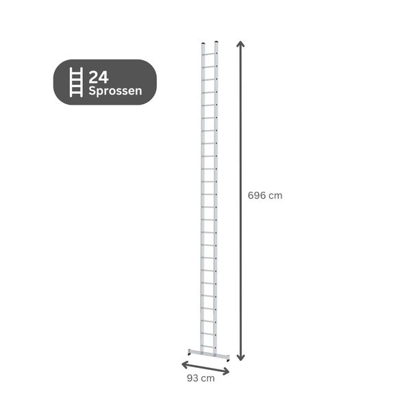 PROREGAL Sprossen-Anlegeleiter mit Traverse 24-Sprossen