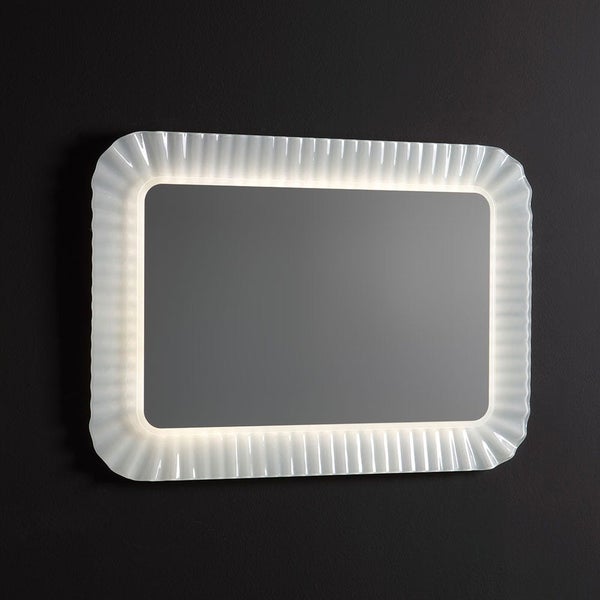 Rahmenspiegel mit LED Hintergrundbeleuchtung 94X68 cm aus weiß bearbeitetem Glas