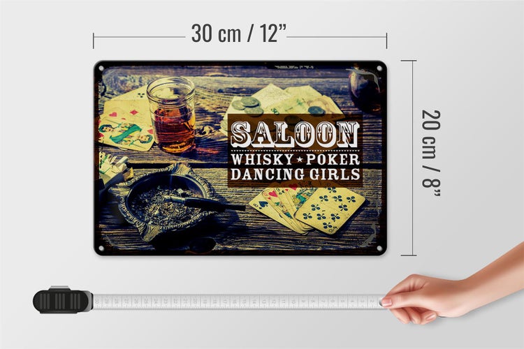 Blechschild Spruch Saloon Whisky Poker Dancing girls 30x20cm