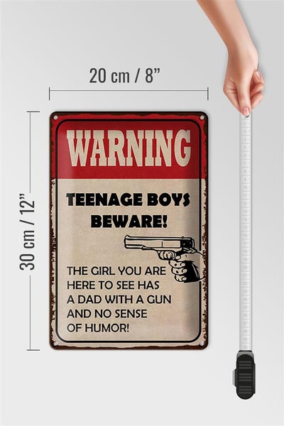 Blechschild Spruch 20x30cm warning teenage boys beware