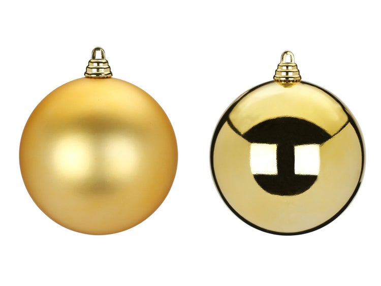 LAALU Set Weihnachtsschmuck 2 Stück: Ornamente rund gold mix 10 cm
