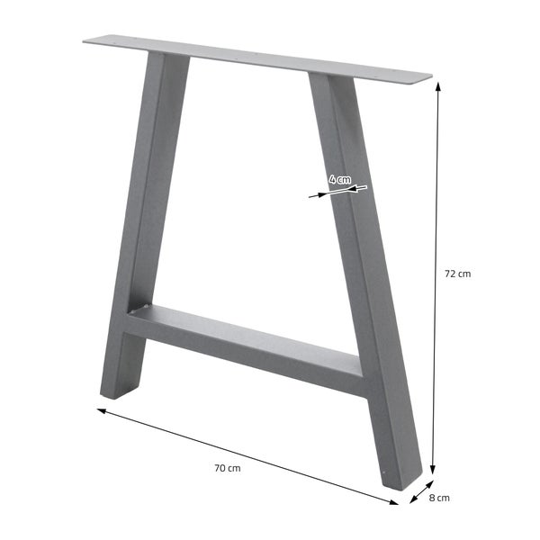 Tischbein aus Metall, 72 cm hoch, 70 cm breit und 8 cm tief