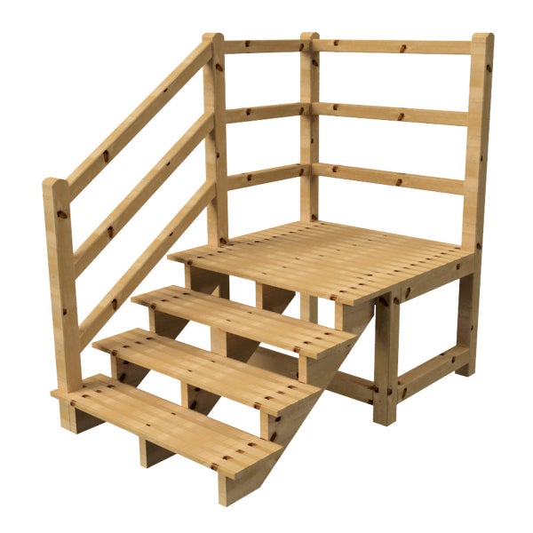 Holzpodest mit Treppe und Geländer