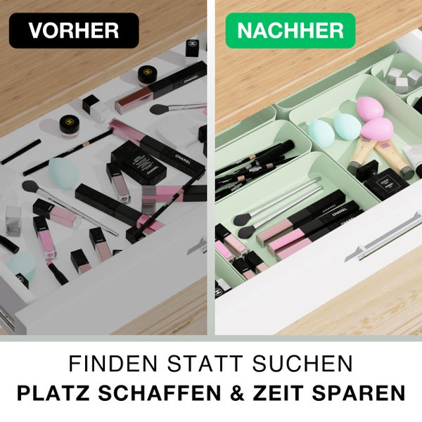 VMbathrooms Schubladen Organizer Set für jeden Bedarf | Praktische Schreibtisch Sortierboxen | Schubladentrenner – Ihr idealer Ordnungshelfer im Alltag für Büro & Haushalt (Grün)