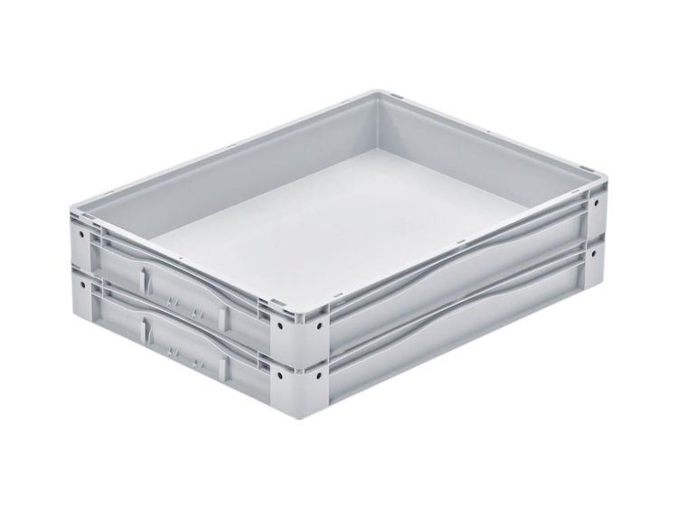 PROREGAL Euro-Norm Großbehälter HxBxT 12 x 60 x 80 cm 49 Liter Glatter Boden Grau Eurobehälter Transportbox