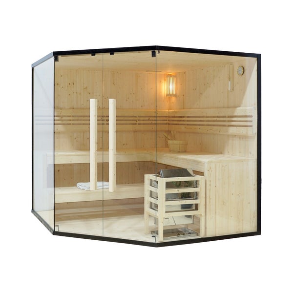 Home Deluxe - Traditionelle Sauna - Shadow XL BIG - 200 x 200 x 190 cm - für 6 Personen - Fichtenholz, inkl. Saunaofen I Dampfsauna Aufgusssauna