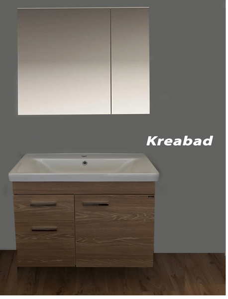 Badmöbel Badezimmer Möbel 80cm Unterschrank Keramik Waschbecken Spiegelschrank 80x45