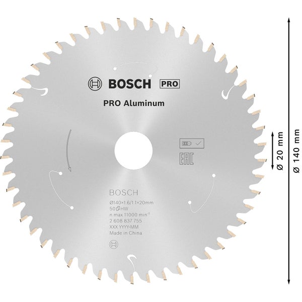 Bosch Pro Aluminium Kreissägeblatt mit einem Durchmesser von 140 Millimeter