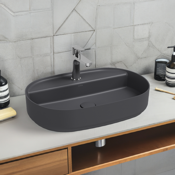 Isvea Waschbecken Oval Aufsatzwaschbecken Badezimmer Anthrazit