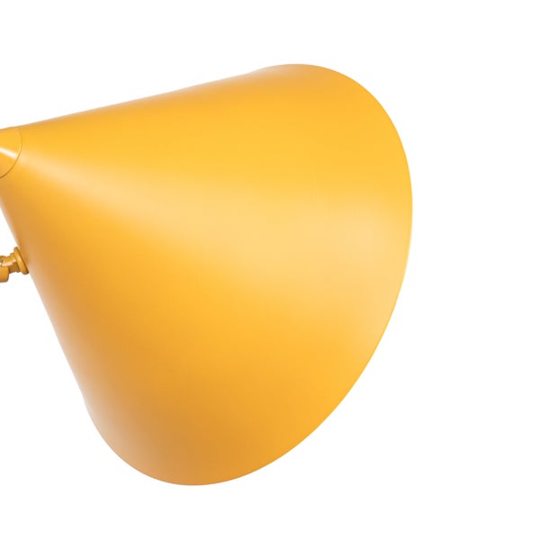 Gelbe Schreibtischlampe im Detail