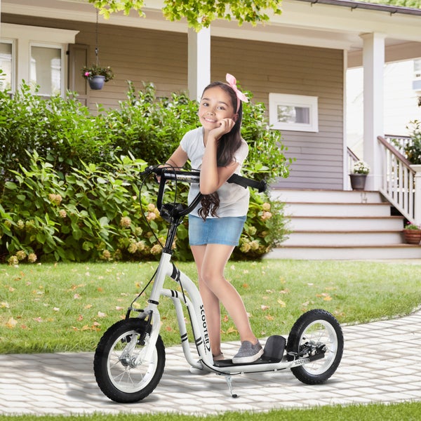 HOMCOM Kinderroller, 120L x 58B x 85-95H cm, Stahl, Aluminium, Gummi, Weiß