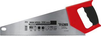 Triuso High Speed Handsäge mit 350 Millimeter Blattlänge und ergonomischem Kunststoffgriff für präzise Holzarbeiten.