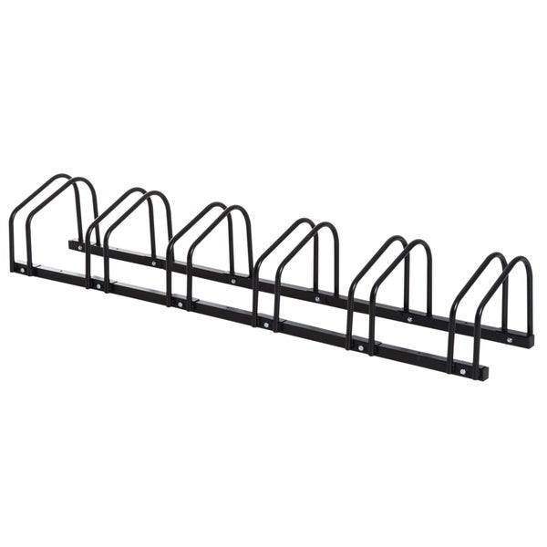 HOMCOM Fahrradständer, Radständer, wetterfest, langlebig, bis 6 Fahrräder, 179 x 33 x 27 cm, Stahl, Schwarz