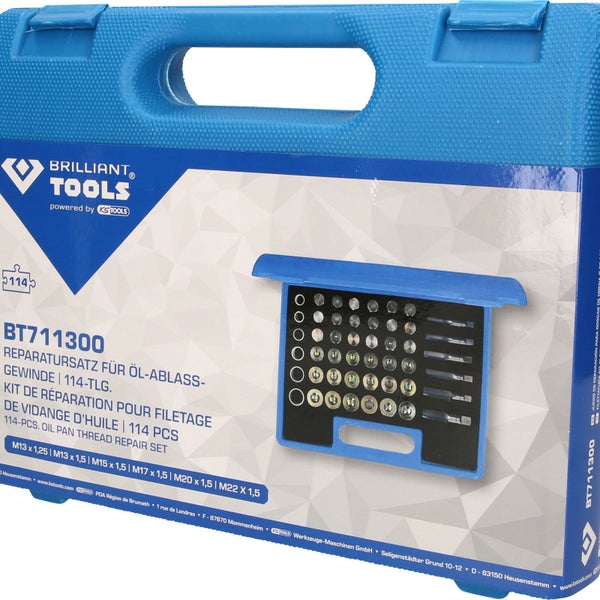 Brilliant Tools Reparaturset für Ölablassgewinde, 114-teilig