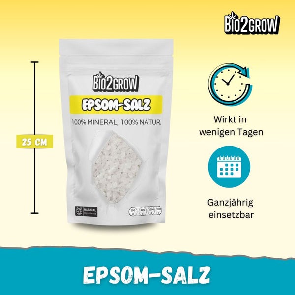 Bio2Grow Epsom-Salz 250 Gramm – 100% Natürliches Pflanzendünger für Gesunden Boden & Starke Blütenbildung – Vielseitig Einsetzbar für Garten, Gemüse, Kräuter & Zierpflanzen