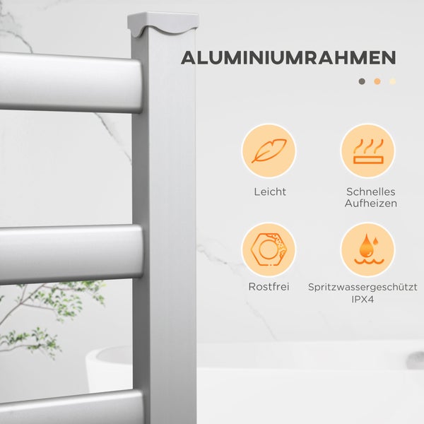 Badezimmer Szene mit beheiztem Handtuchhalter, Badewanne und Kommode