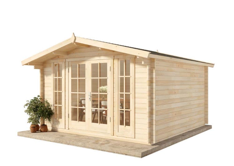 Alpholz Gartenhaus Westerwald-44 aus Massiv-holz, Gerätehaus mit 40 mm Wandstärke, Garten Holzhaus inklusive Montagematerial, Geräteschuppen Größe: 380 x 380 cm, Satteldach