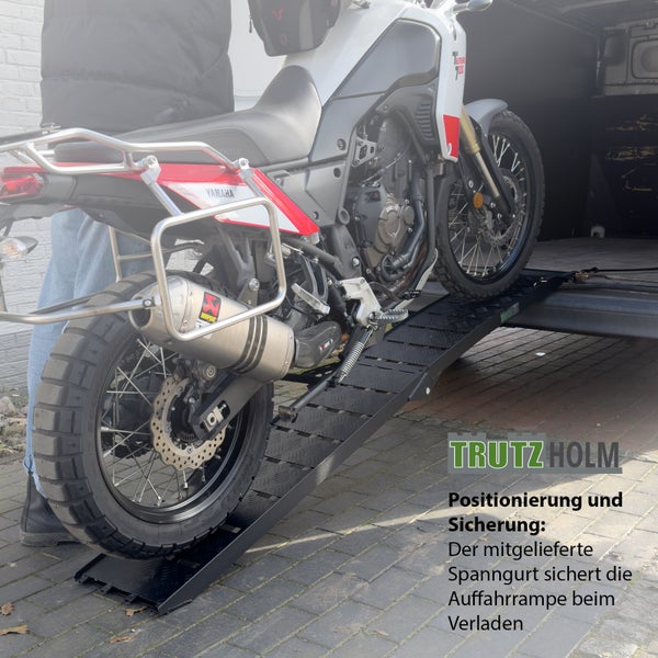 TRUTZHOLM 1 x Auffahrrampe klappbar 228cm Traglast 680kg Alu schwarz Riffelblechoptik Motorradrampe Verladerampe