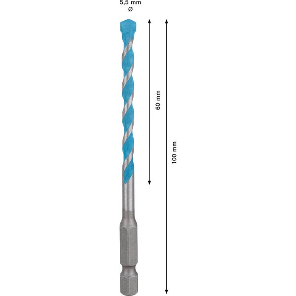 5,5 mm Steinbohrer mit 60 mm Arbeitslänge und 100 mm Gesamtlänge