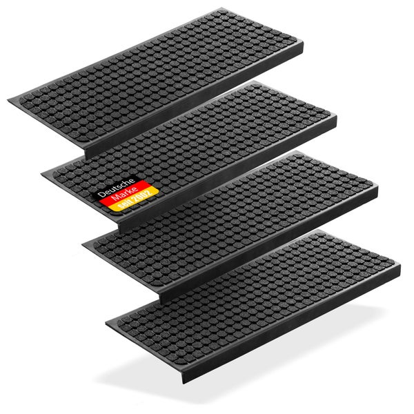 BigDean 4 Stück Stufenmatten aus Gummi – 75 x 25 cm – Outdoor Treppenstufenmatten – Anti Rutsch Gummimatten Wild Design