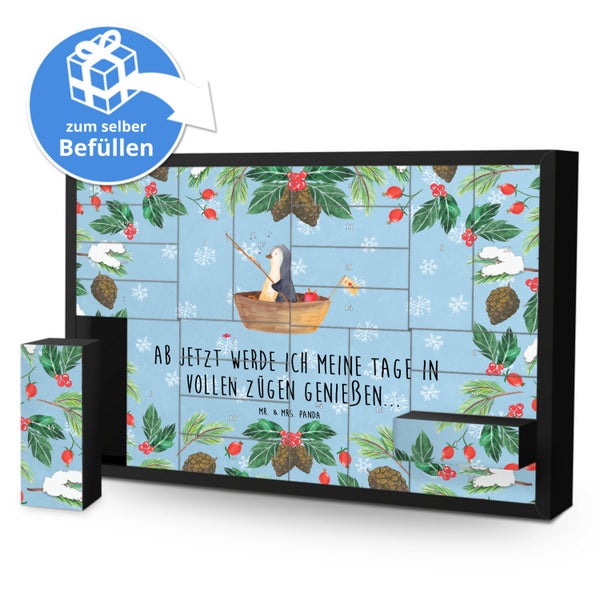 Mr. & Mrs. Panda Befüllbarer Adventskalender Pinguin Angelboot - Blau Pastell