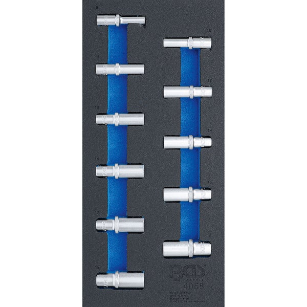 BGS Werkstattwageneinlage 1/3: Steckschlüssel-Einsätze Sechskant 10 mm (3/8) 8 - 19 mm tief 11tlg. - 4058