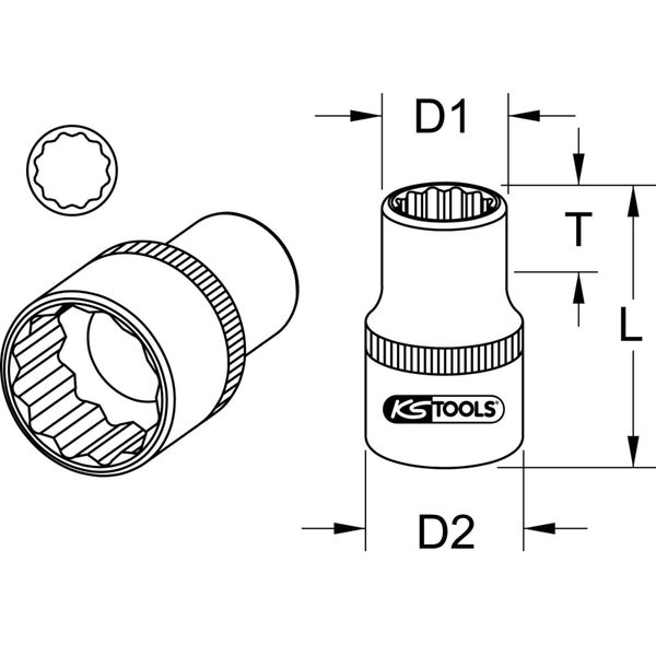 KS TOOLS 1/2 12-kant-Stecknuss 36 mm - 911.1589