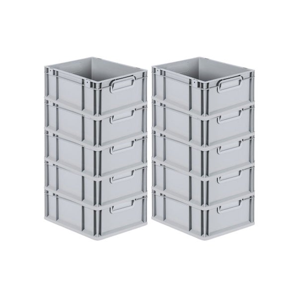 PROREGAL Spar Set 10x Eurobox Nextgen Economy Mit Scharnierdeckel & Gelben Schiebeschnappverschlüsse Griffe Geschlossen HxBxT 17 x 30 x 40 cm 16 Liter
