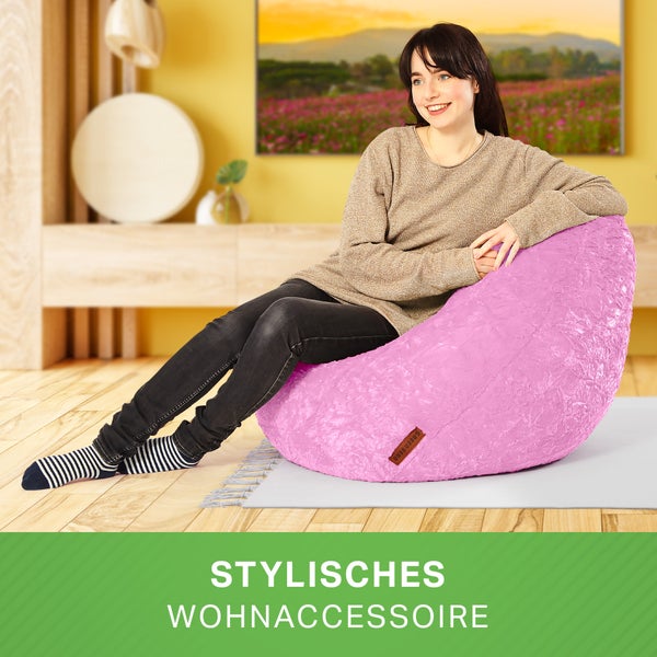 Green Bean Plüsch Sitzsack 45x45x60cm - Indoor Sitzkissen mit 120L EPS Perlen Füllung Kuschelig Waschbar - Bean Bag Bodenkissen Lounge Chair Sitzhocker - Rosa