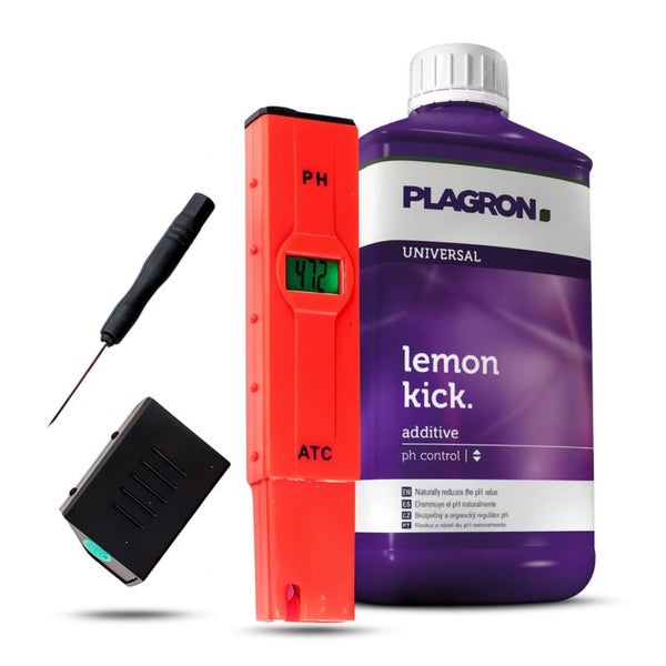 Plagron Lemon Kick pH-Regulator mit pH-Messgerät und Kalibrierschraubendreher