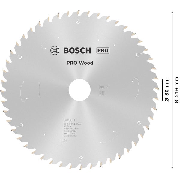 Bosch PRO Wood cordless Blatt für Kreissägen 216 x 1,7 x 30 mm - 2608837726