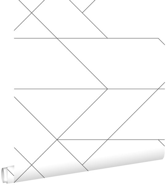 ESTAhome Tapete grafische Linien Schwarz-Weiß - 0,53 x 10,05 m - 139235