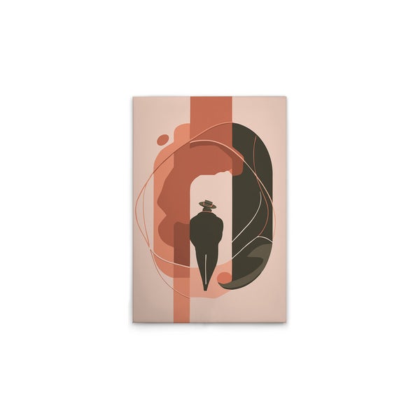 Abstrakte Leinwand mit stilisierter Figur und geometrischen Formen für Wanddekoration