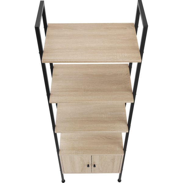 Leiterregal tectake Brentwood inklusive Kippschutz, 57,5 x 34 x 173 cm Industrial Style Industrial Holz hell, Eiche Sonoma