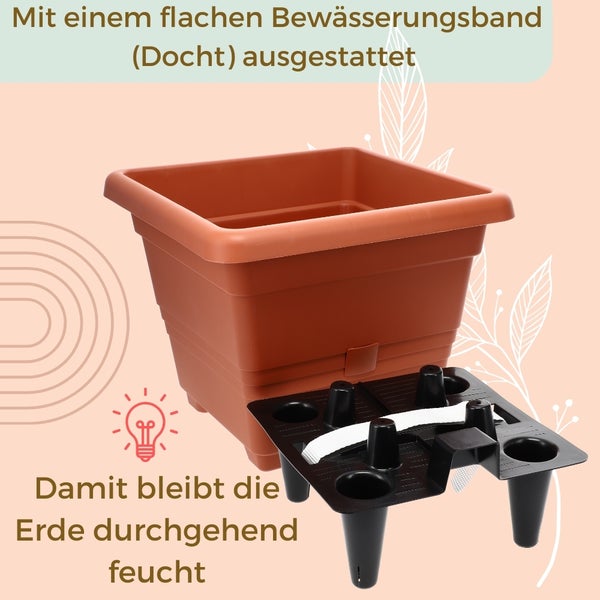 Pflanzkübel Rechteckig Pflanzkübel Groß Außen Blumenkübel Outdoor Pflanztopf Pflanzkasten Blumentopf Wasserspeicher 40x40 cm anthrazit