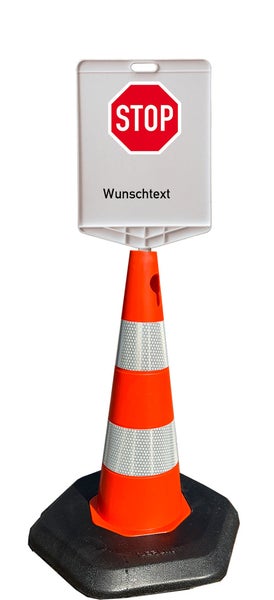 UvV ECOSIGN Leitkegel 70 cm + Verkehrszeichen / Schild Gesamthöhe ca. 1 m / Sonderanfertigung Rechteck (bitte Mail schicken)