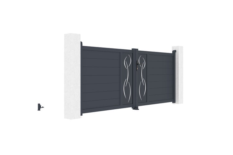 3 m LIFE-Schwingtor H.120 cm aus Aluminium + RANGER B150-Motorisierung