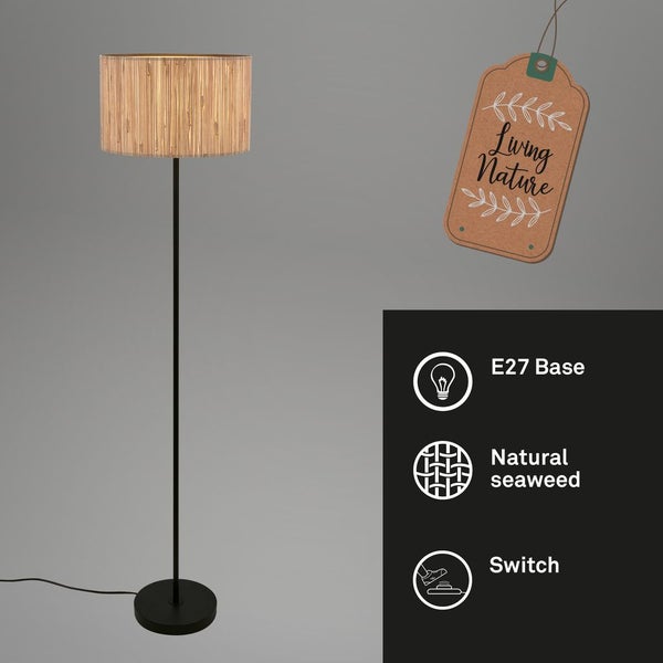 Stehleuchte mit Lampenschirm aus Holz