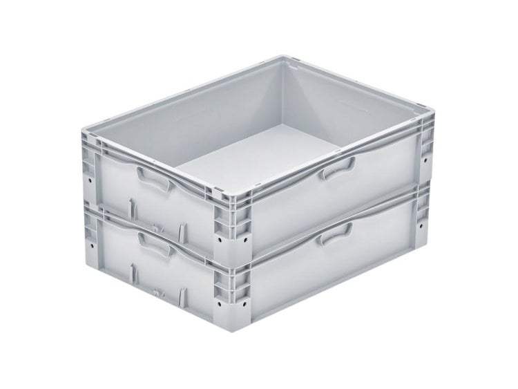 PROREGAL Euro-Norm Großbehälter HxBxT 22 x 60 x 80 cm 91 Liter Glatter Boden Grau Eurobehälter Transportbox