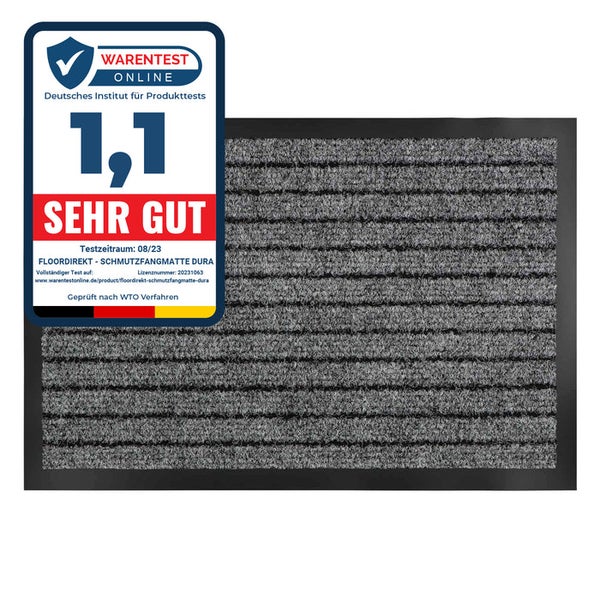 FLOORDIREKT Schmutzfangmatte Dura - Türmatte Für Innen & Außen - Grau - 40 x 60 cm