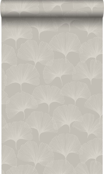 Origin Wallcoverings Tapete Ginkgoblätter Warmgrau - 0,53 x 10,05 m - 347749