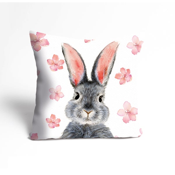 Kuschelkissen, Kissenhülle, Kissenbezug Süßer Hase mit Blüten KI00169_40x40cm