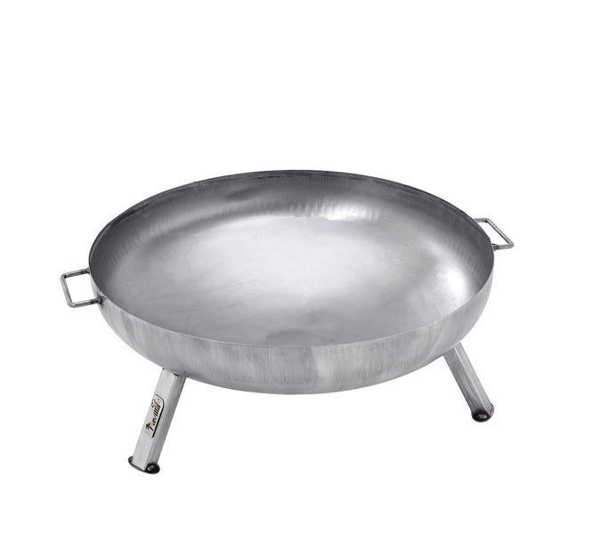 Feuerschale aus Metall mit drei Beinen und Griffen