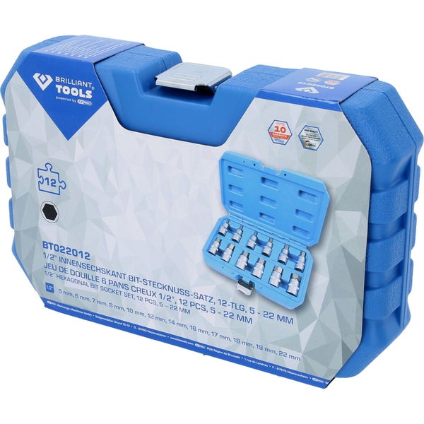 Brilliant Tools Sechskant Bit-Stecknuss Satz 1/2 Zoll, 12-teilig im Koffer